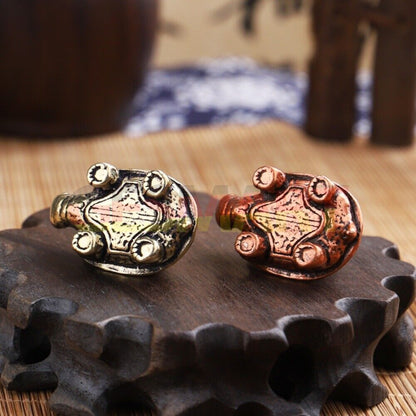 Hand-carved solid copper purple turtle figurine with bronze finish, ideal for unique home decor.