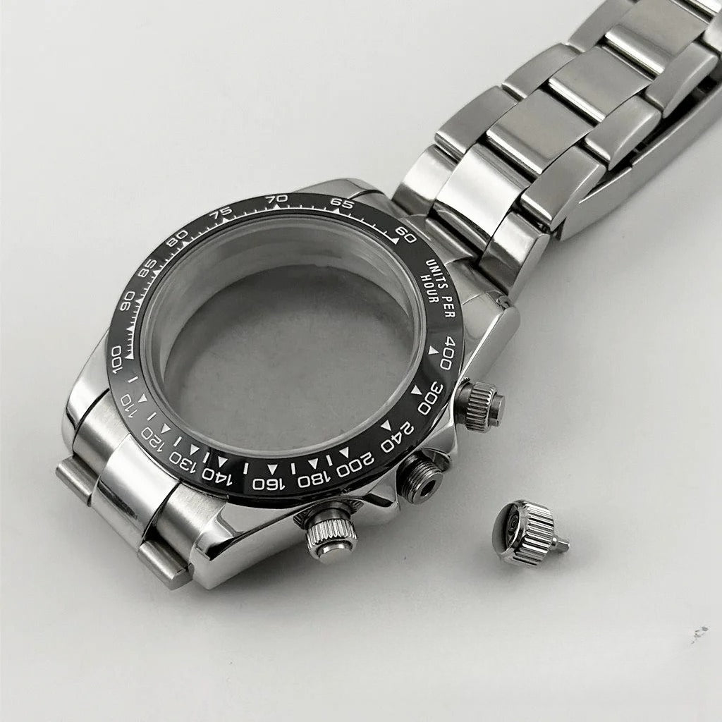 Daytona 40mm Sapphire Glass Watch Case Ceramic Bezel Men's for VK63 VK63A VK64