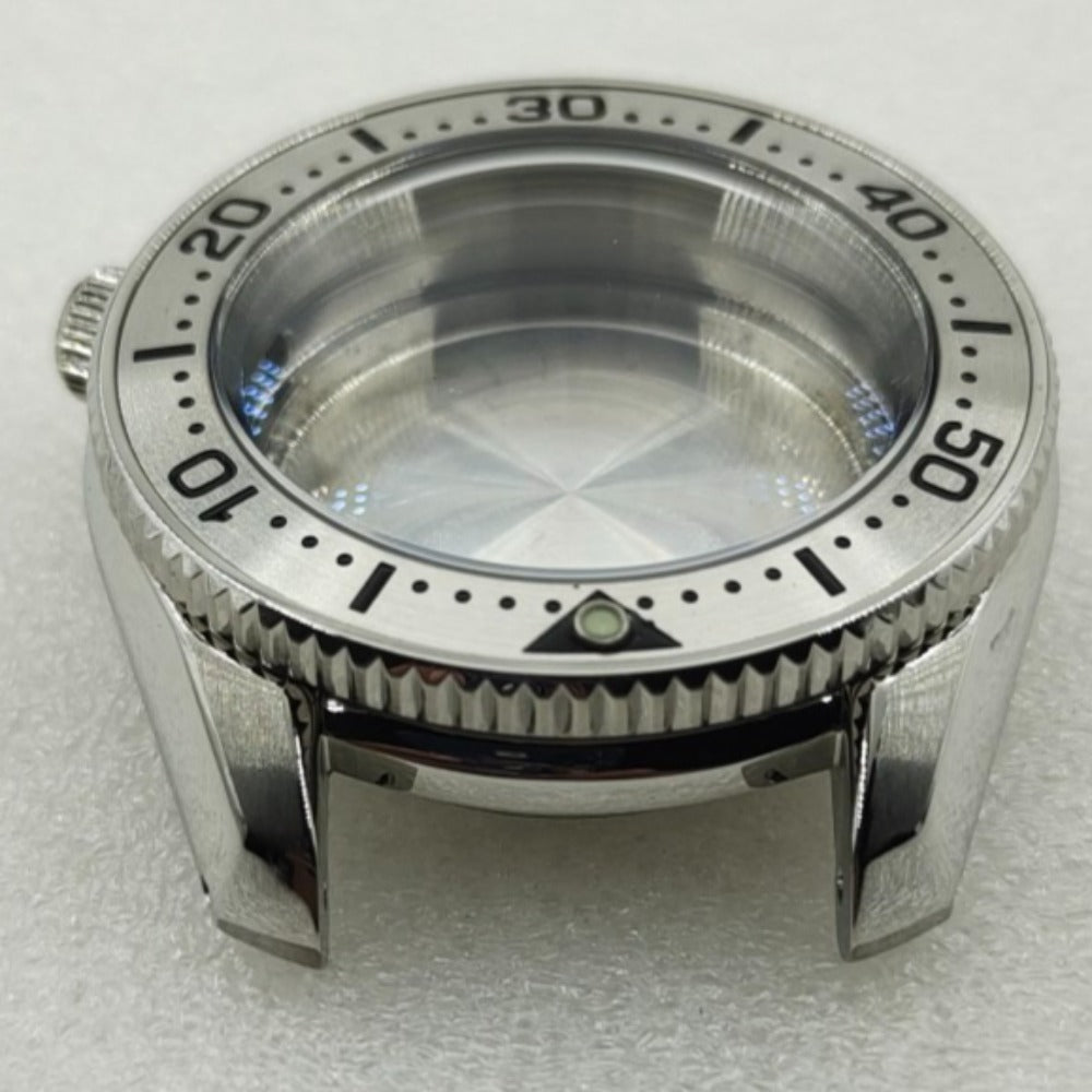 42mm silver polished watch case, compatible with SPB185/SPB187J1 and NH35/36/4R/6R movements.