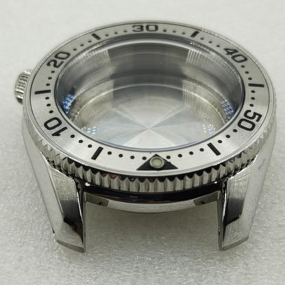 42mm silver polished watch case, compatible with SPB185/SPB187J1 and NH35/36/4R/6R movements.