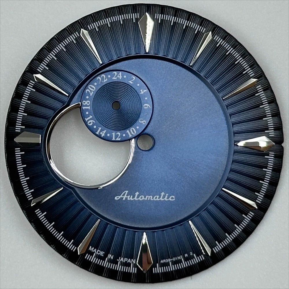 35mm dark blue silver nail cocktail watch dial for NH39 movement with diving style accents