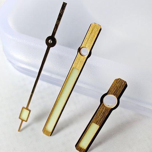 17mm golden trim watch hands with C3 green lume for SKX007, SPR777 NH35 NH36.