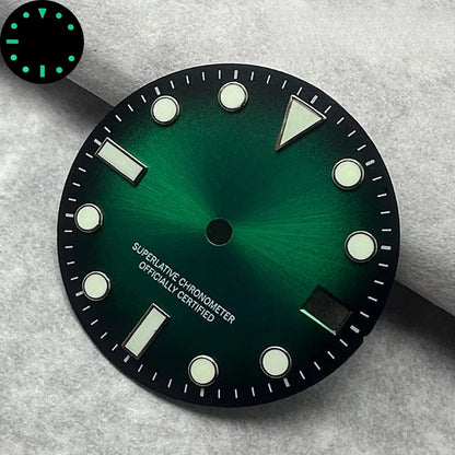 28.5mm Single Calendar Luminous Watch Dial Fit NH35 NH36 Red Black Gray Green