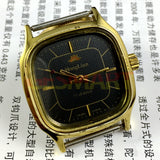 34mm HONGLIAN Manual Mechanical Watch Black Dial Golden Nail Square Golden Case