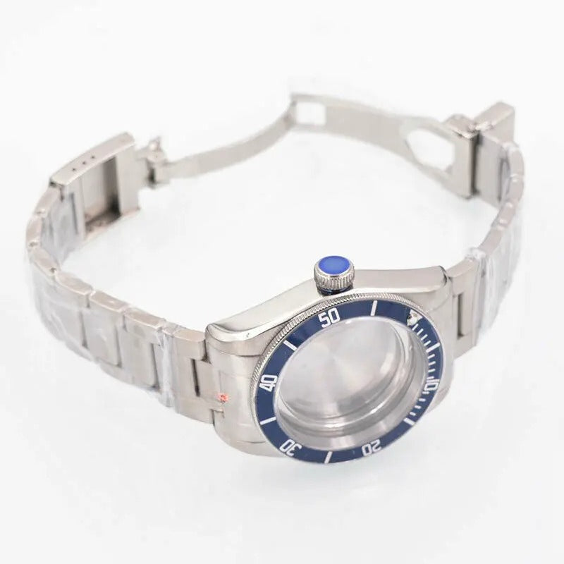 41mm Blue Bezel 316L Steel Watch Case Fit ETA 2836 2824 Miyota 8215 821A