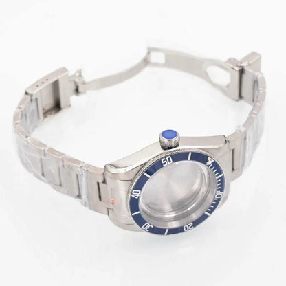 41mm Blue Bezel 316L Steel Watch Case Fit ETA 2836 2824 Miyota 8215 821A