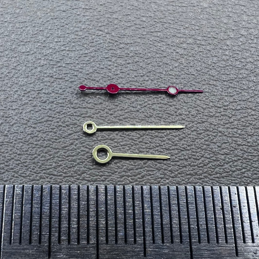 2 Sets Golden+Red Painted with Lume Watch Hand Set for Ronda 515 Movement