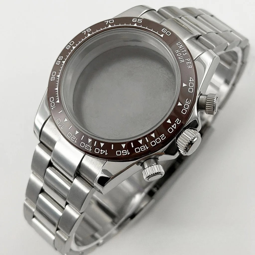 Daytona 40mm Sapphire Glass Watch Case Ceramic Bezel Men's for VK63 VK63A VK64