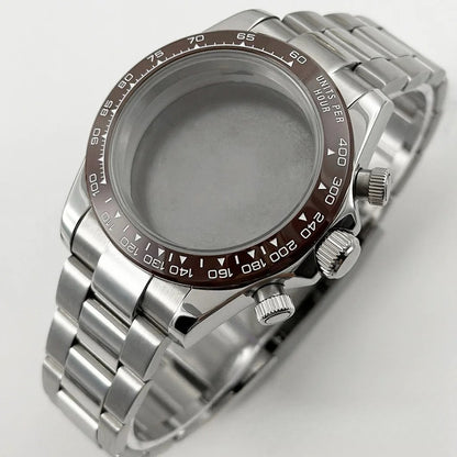 Daytona 40mm Sapphire Glass Watch Case Ceramic Bezel Men's for VK63 VK63A VK64