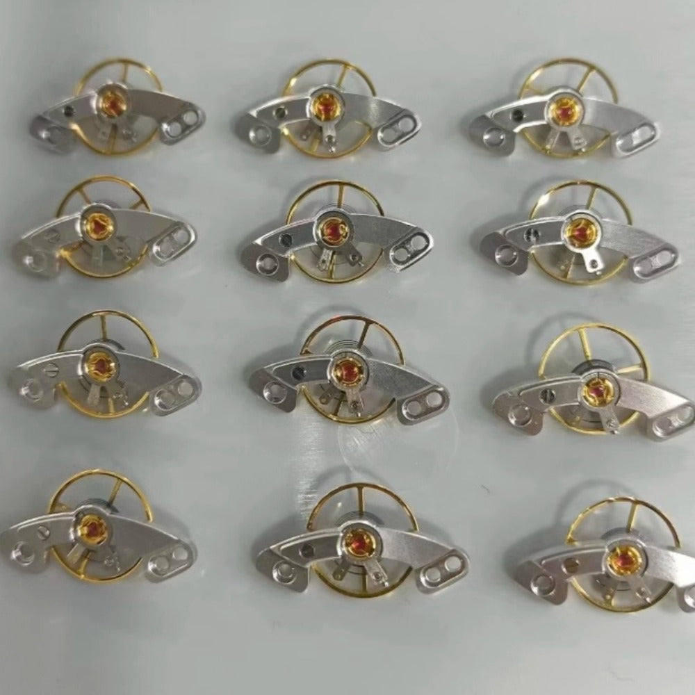 Complete Balance Wheel with Blue Mainspring for Dandong 4130 Mechanical Watch Movement, Precision Component