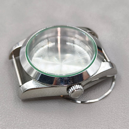 39MM Stainless Steel Silver Watch Case Sapphire Glass Solid Bottom for NH35 NH36 4R