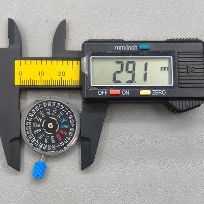 Black English Letter Seiko NH36 NH36A Mechanical Movement Week Crown@3.8