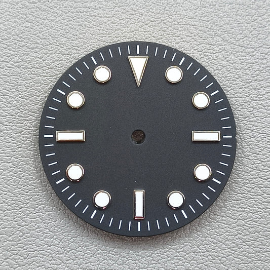 28.3mm Blue Luminous Silver Nails Black Watch Dial SUB Surface for NH35/NH36