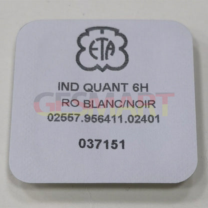 Swiss Made white date disk wheel for ETA956.412 watch movement, date display at 6 o'clock position.