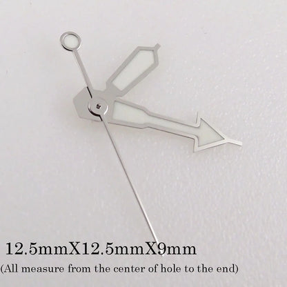Green luminous watch hands set, compatible with NH35 NH36 7s36 7s25 7s35 6r15 movements.