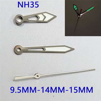 Modified Silver Trim Green Luminous Watch Hands for NH35 NH36 4R36