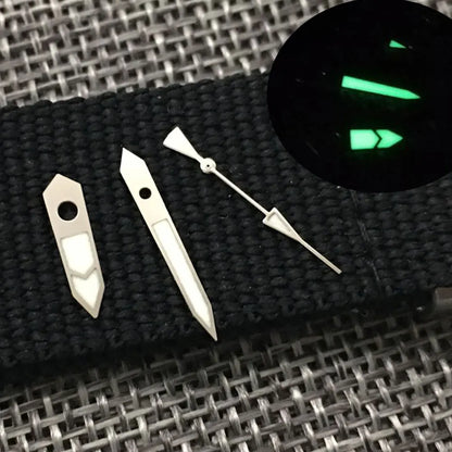 SKX MOD Silver Watch Hands  with Green Lume For NH35 NH36 7S26 4R35 7009