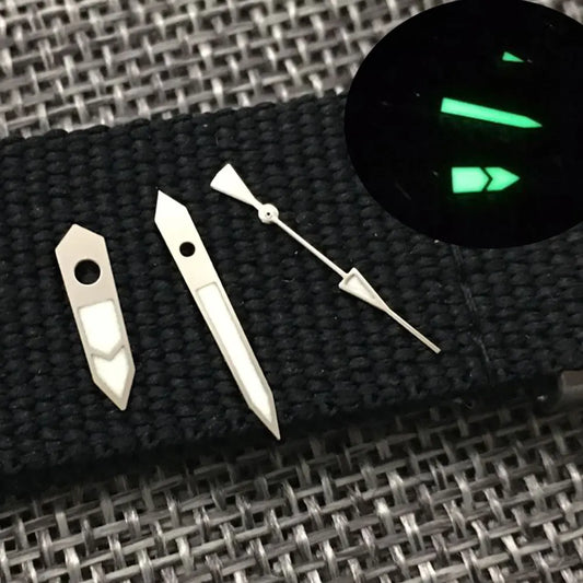 SKX MOD Silver Watch Hands  with Green Lume For NH35 NH36 7S26 4R35 7009
