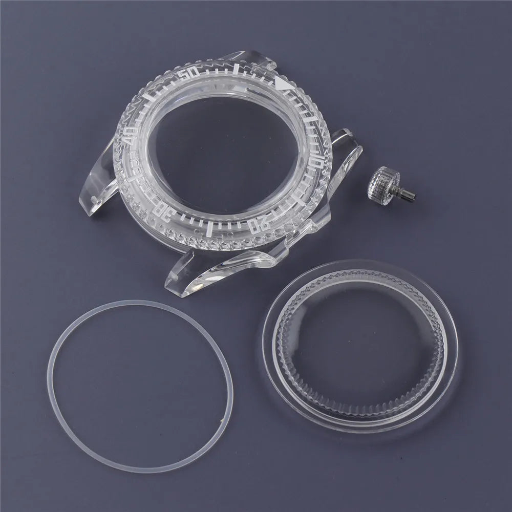 40mm Plastic Watch Case for NH35/36 Unidirectional Rotation Bezel Shell SUB Case