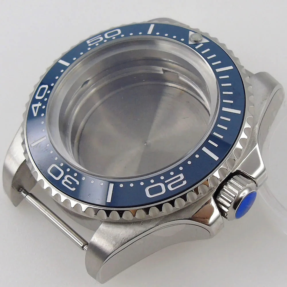 41mm Blue Bezel 316L Steel Watch Case Fit ETA 2836 2824 Miyota 8215 821A