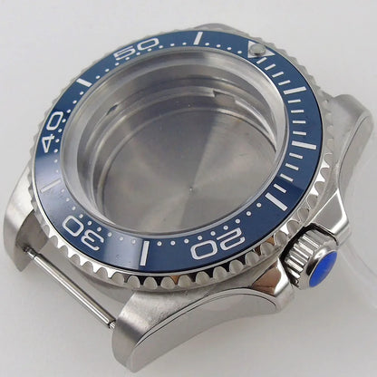 41mm Blue Bezel 316L Steel Watch Case Fit ETA 2836 2824 Miyota 8215 821A