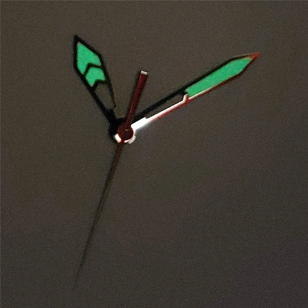 Modified Silver Trim Green Luminous Watch Hands for NH35 NH36 4R36