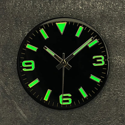 28.5MM Watch Dial + Watch Hands Green Luminous Dials for NH35/36/4R/7S Movement