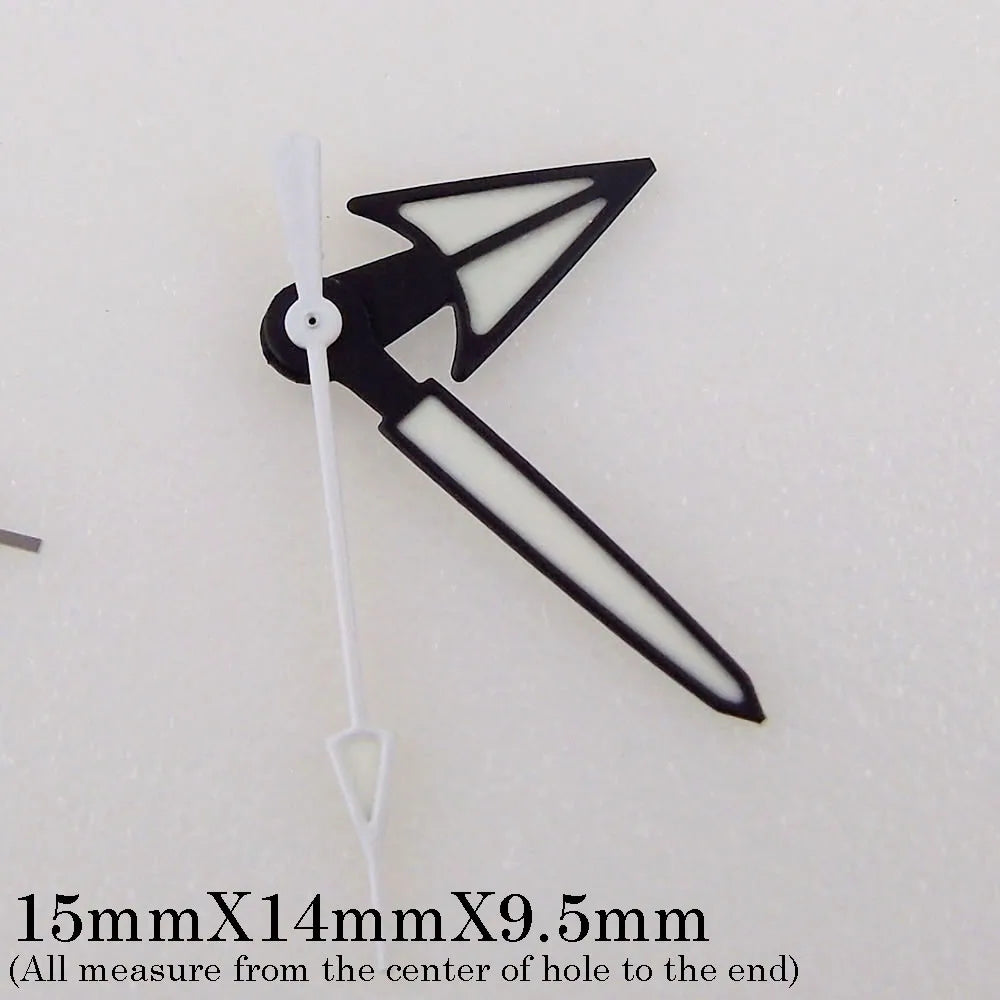 Green luminous watch hands set, compatible with NH35 NH36 7s36 7s25 7s35 6r15 movements.