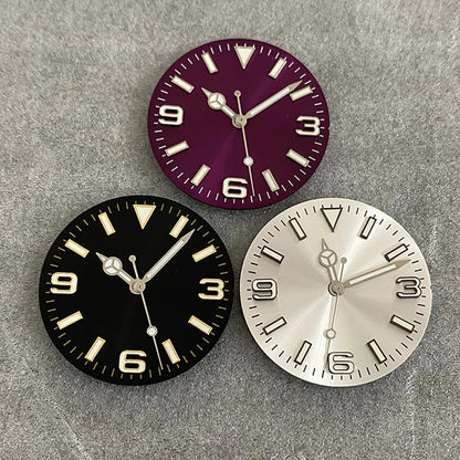 28.5MM Watch Dial + Watch Hands Green Luminous Dials for NH35/36/4R/7S Movement