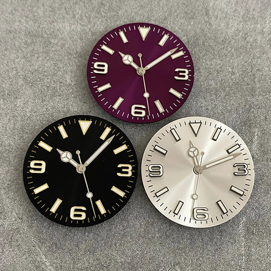 28.5MM Watch Dial + Watch Hands Green Luminous Dials for NH35/36/4R/7S Movement