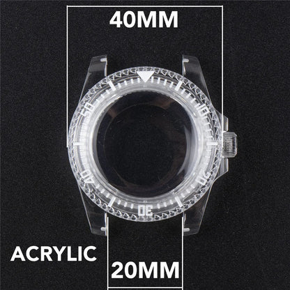 40mm Plastic Watch Case for NH35/36 Unidirectional Rotation Bezel Shell SUB Case