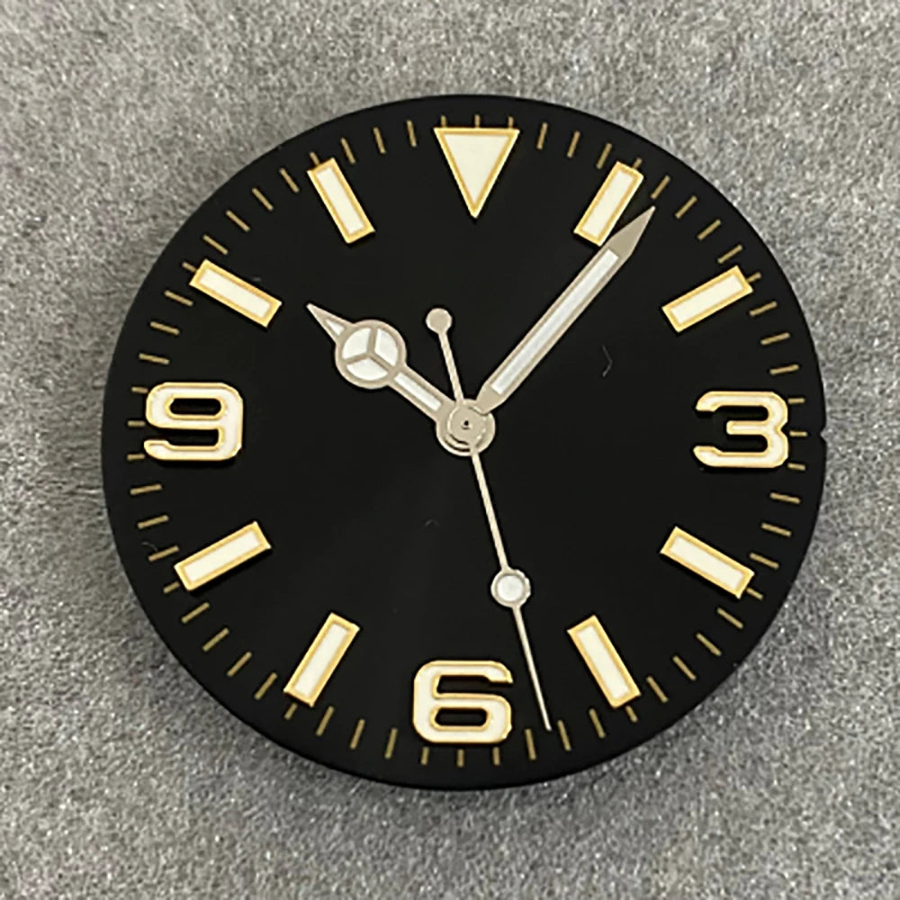 28.5MM Watch Dial + Watch Hands Green Luminous Dials for NH35/36/4R/7S Movement