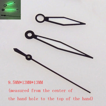 Green luminous watch hands set, compatible with NH35 NH36 7s36 7s25 7s35 6r15 movements.