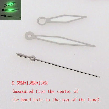 Green luminous watch hands set, compatible with NH35 NH36 7s36 7s25 7s35 6r15 movements.