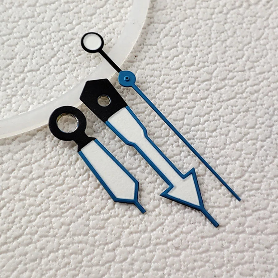 9x13x13mm Arrow Shape Blue Trim Green Lume Watch Hands Fit for NH35 NH36 Movement