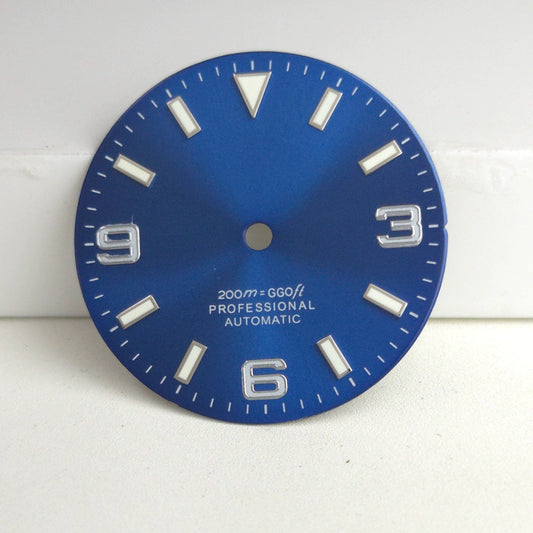 Blue 29mm Watch Dial For Miyota 8215 8200 Movement Blue Lume No Logo 3-6-9
