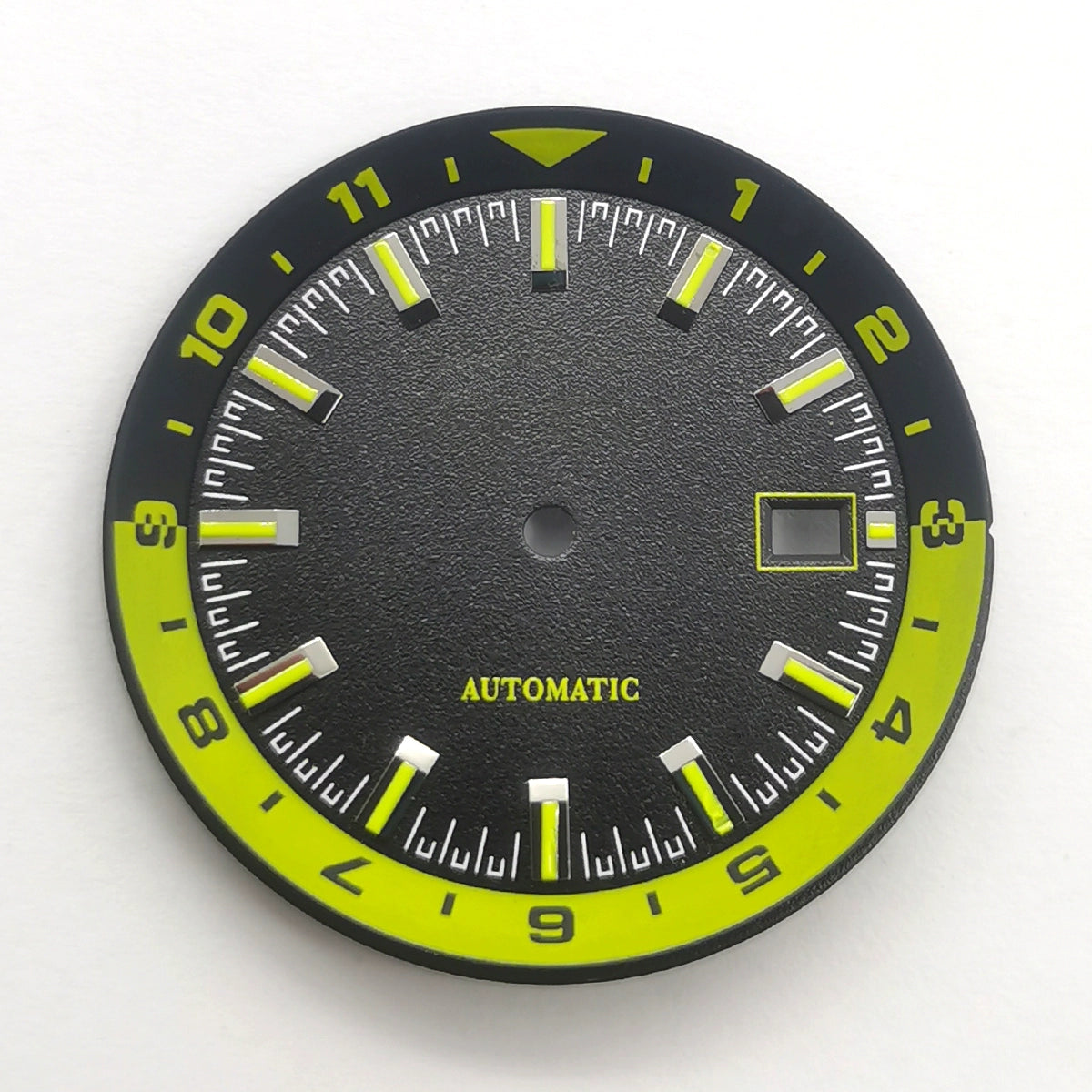 36.5mm Black+Green Watch Dial For NH35 Movement Green Lume No Logo