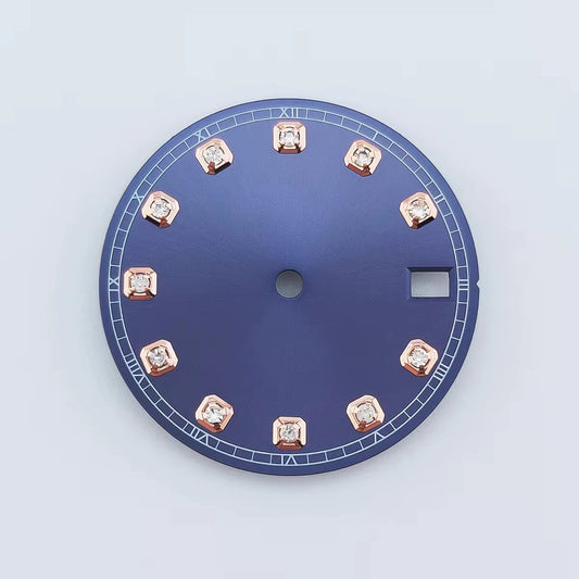 Rose Golden Nail Blue 28.5mm Watch Dial Fit For NH36 Movement No Logo