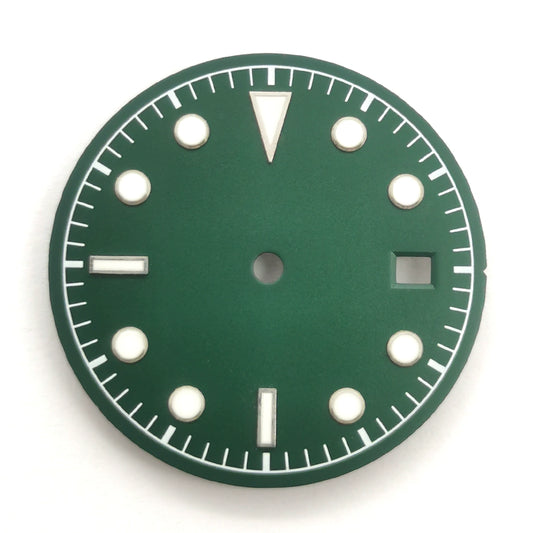 30.5mm Green+White Green Lume Watch Dial For ETA2836 2824 Miyota 8205 8215