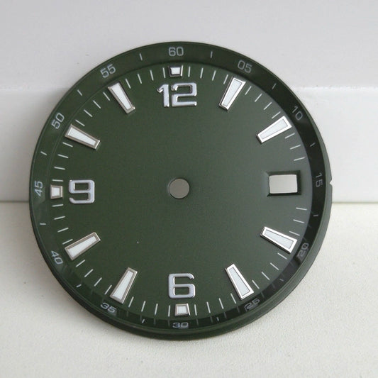 Green 31mm Watch Dial For NH35 Movement With Scale Circle No Logo Green Lume
