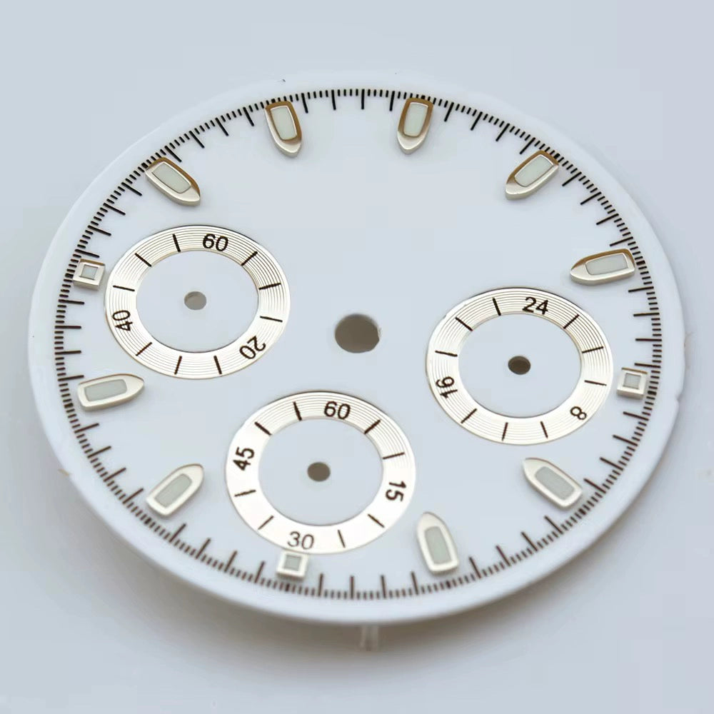 29.8mm White No Logo Watch Dail Fit For VK63 Quartz Movement Silver Nail