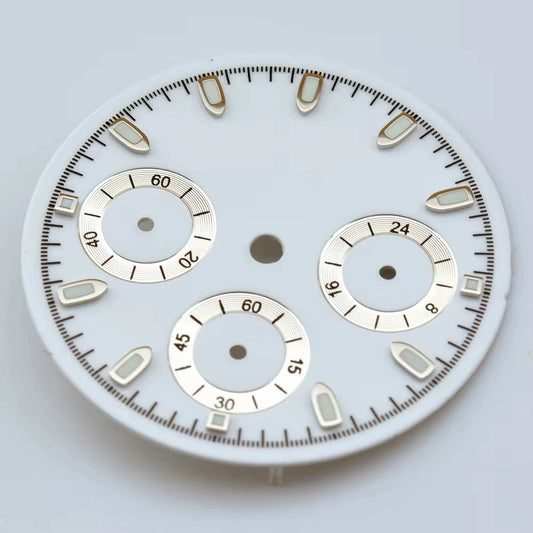 29.8mm White No Logo Watch Dail Fit For VK63 Quartz Movement Silver Nail