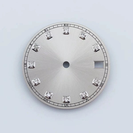 Silver Nail Grey 28.5mm Watch Dial Fit For NH36 Movement No Logo