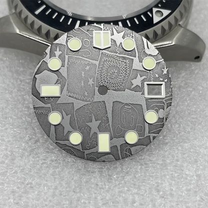 Damascus natural brown meteorite watch dial 28.5mm for SKX007 NH35 NH36