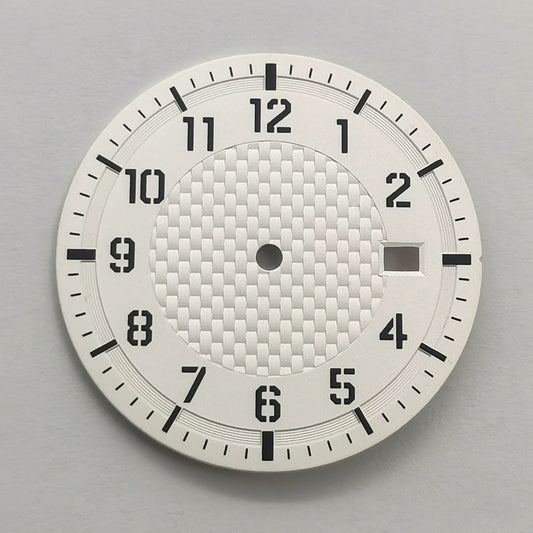 White 33.8mm No Logo Watch Dial For NH35 Movement Green Lume