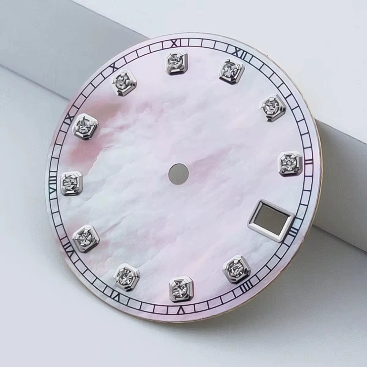 Silver Nail Pink 28.5mm Shell Watch Dial For NH35 NH36 Movement No Logo