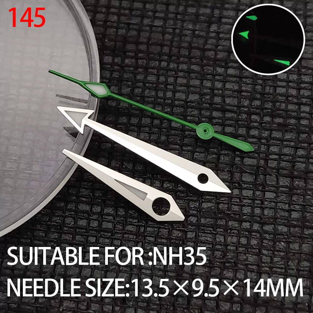 14mm green second hand with silver trim for NH35 NH36 watch movements