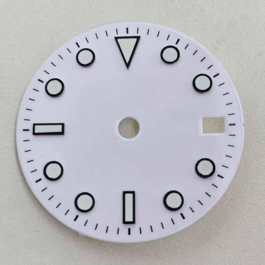 White 28.5mm Blue Lume Watch Dial For NH36 Movement No Logo No GMT