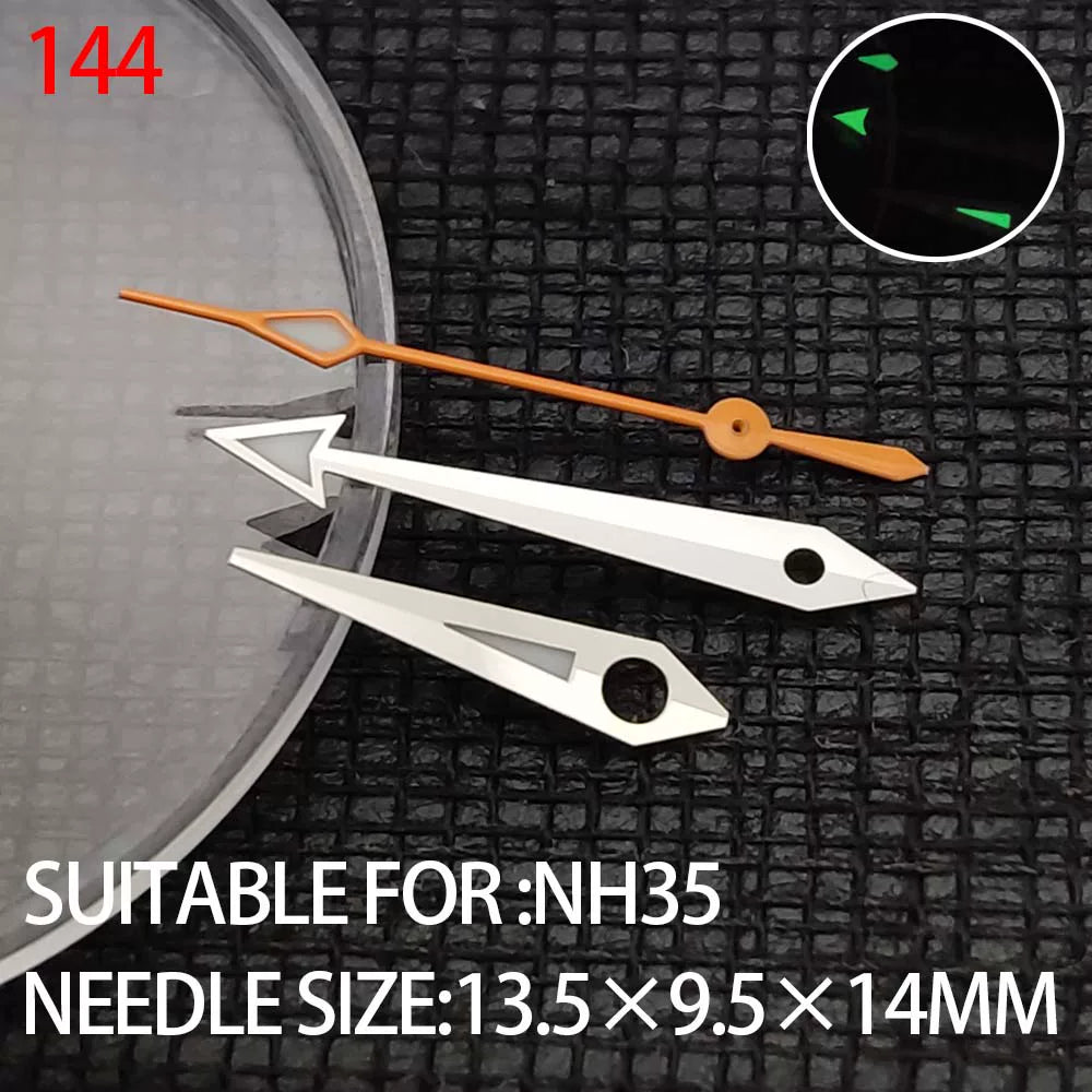 14mm orange second hand with silver trim for NH35 NH36 watch movement