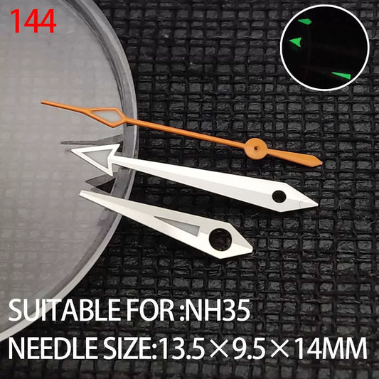 14mm orange second hand with silver trim for NH35 NH36 watch movement